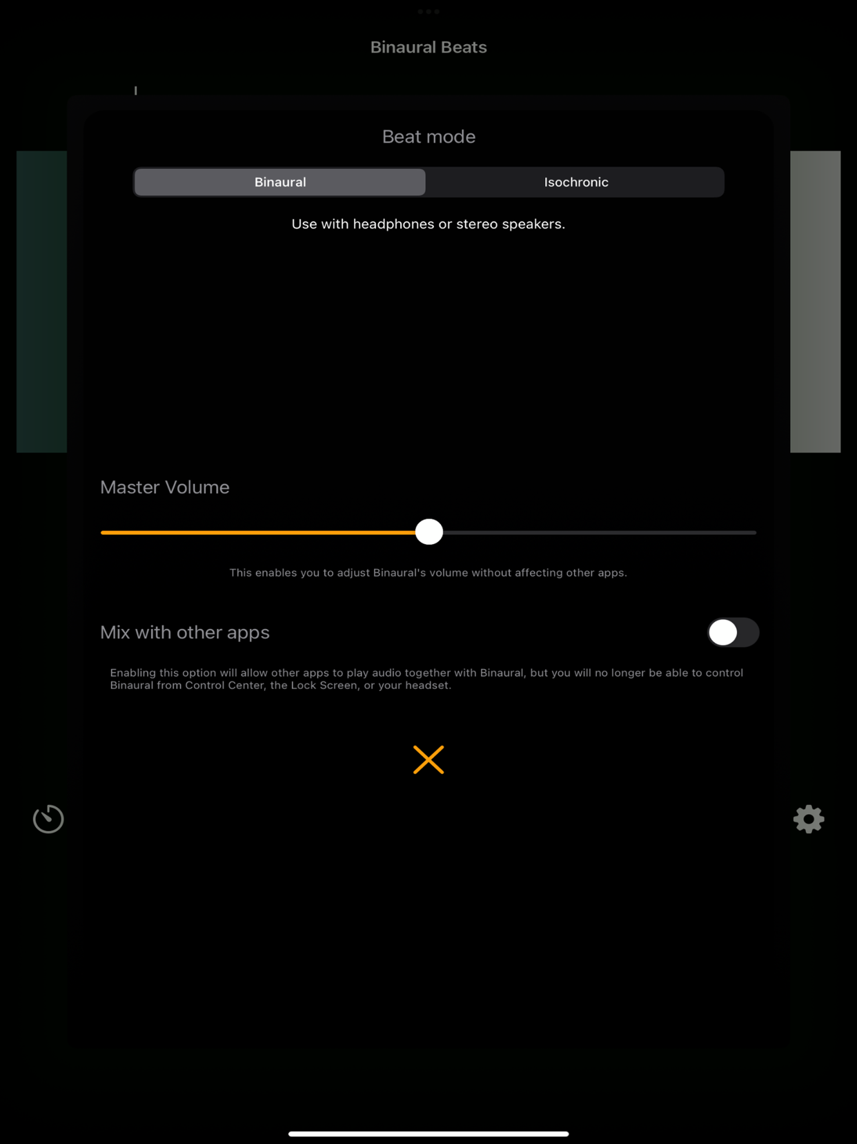 Binaural Beats sleep and focus interface