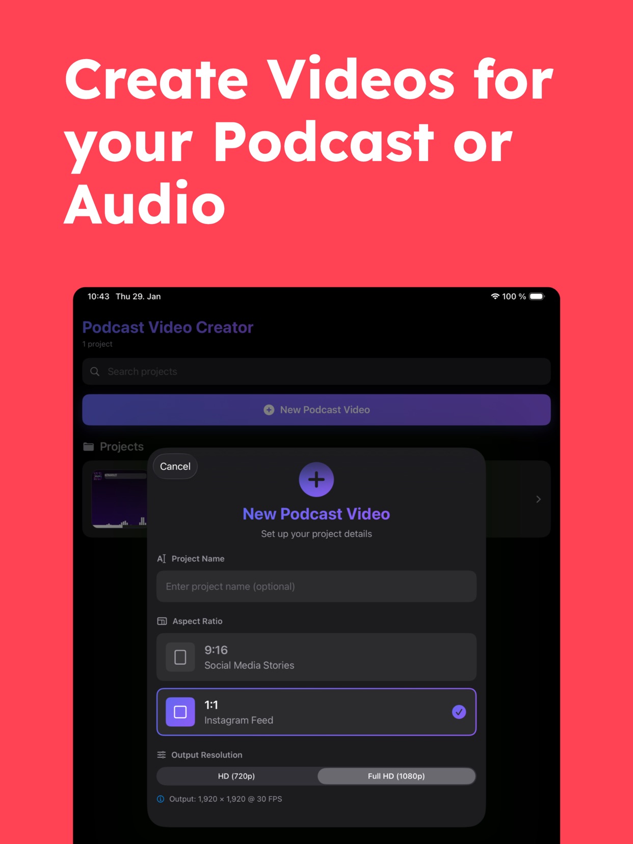 Podcast Video Maker Editor adding waveform visualizer to podcast audio