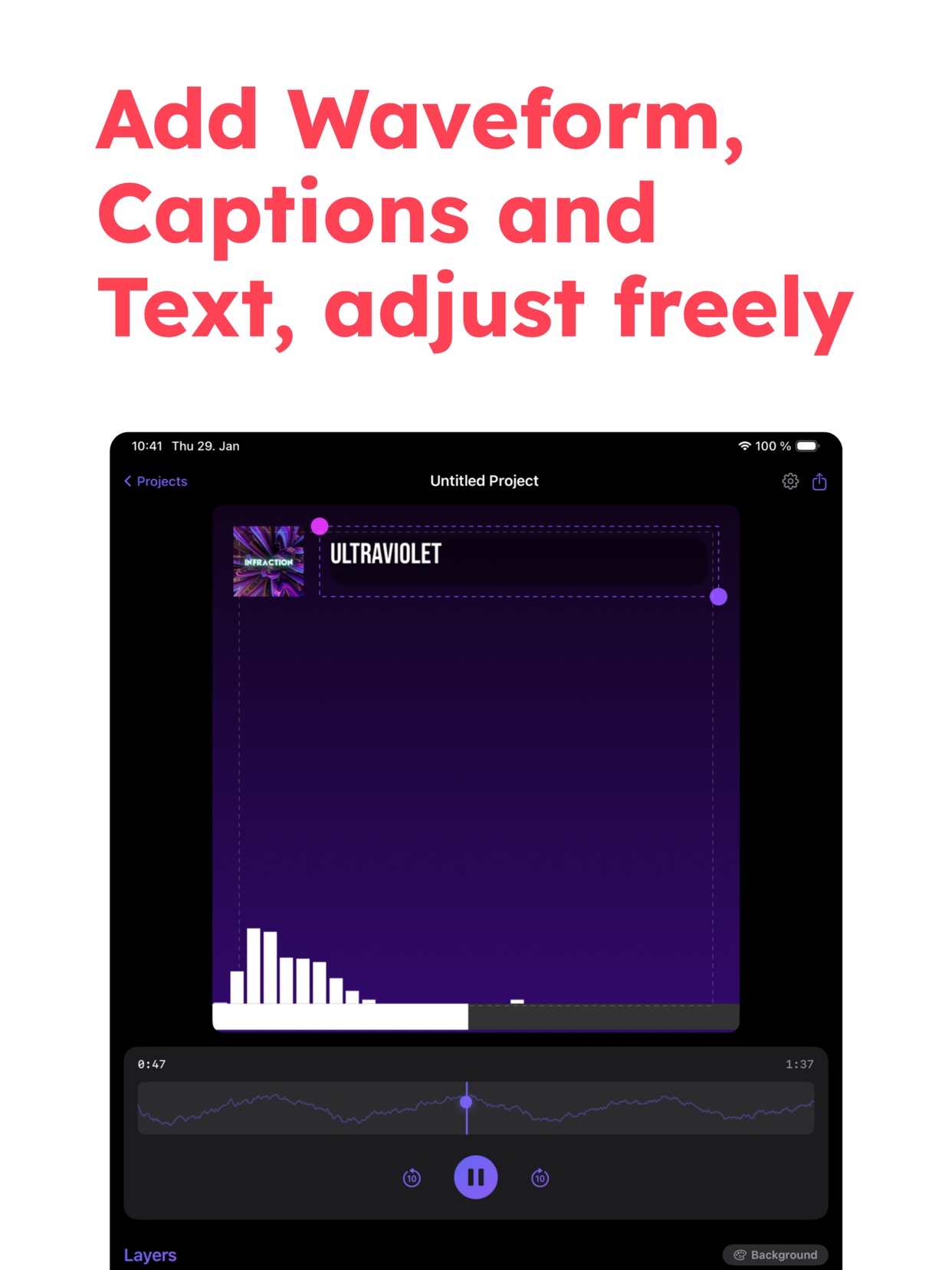 Podcast Video Maker Editor auto transcription and caption export
