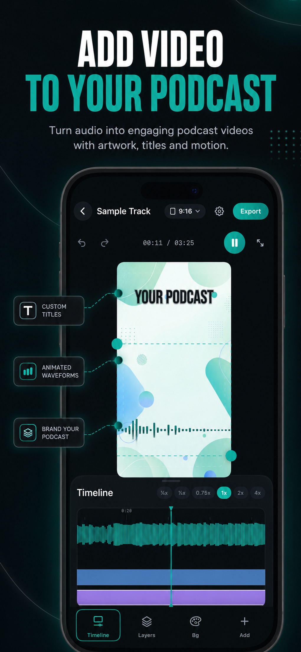 Podcast audiogram clip formatted for TikTok and Instagram Reels