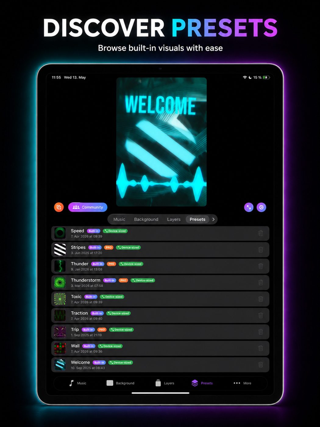 Spectrum FX trippy particle visualizer clip formatted for Instagram Reels