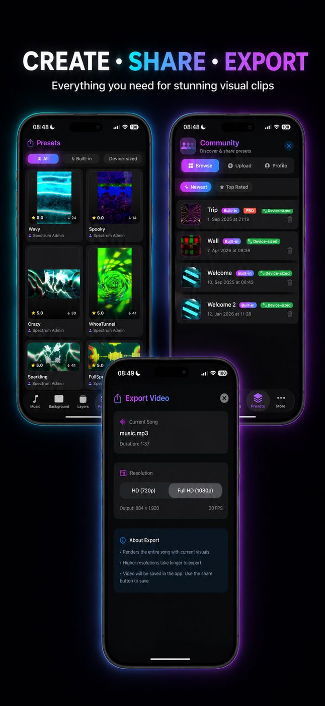 Spectrum FX music visualizer used for DJ and VJ live performance